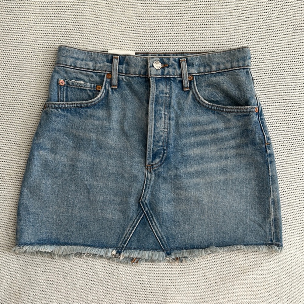 Agolde Blue Denim Mini Skirt